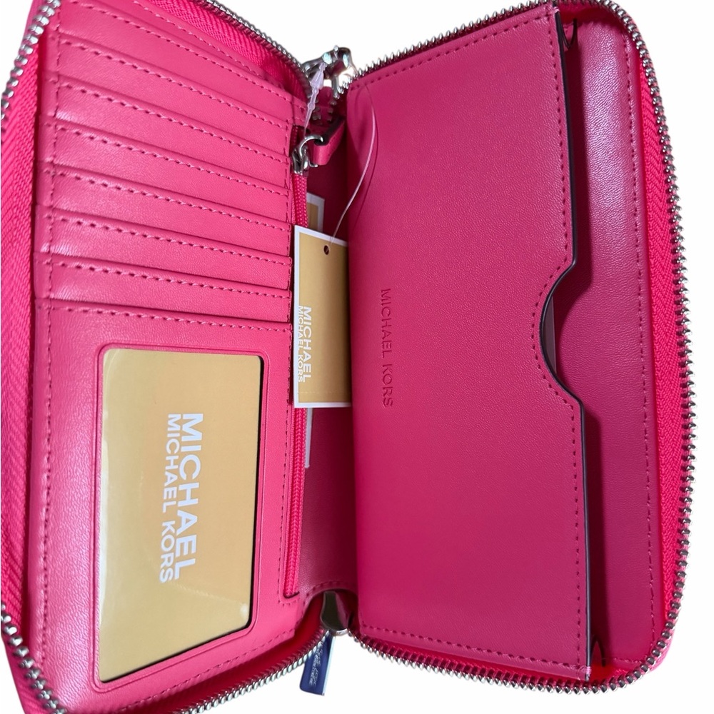 Michael Kors Sheila Medium Heart Embroidered Satchel Bag & Phone Wallet Hibiscus - Picture 15 of 15